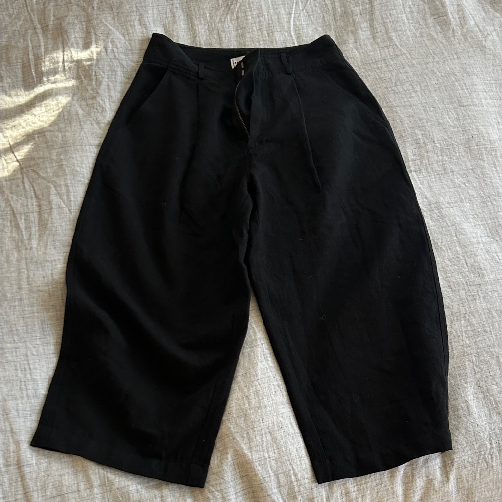 Apiece Apart Black Wide Leg Cropped Trousers